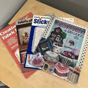 VINTAGE 1980's Home Decor Instructional Booklets Boxes Frames Lace - Lot of 4